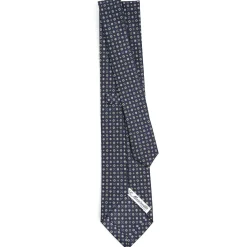 CRAVATTA SARTORIALE CLASSICA IN SETA BLU SCURO Microfantasia fiore