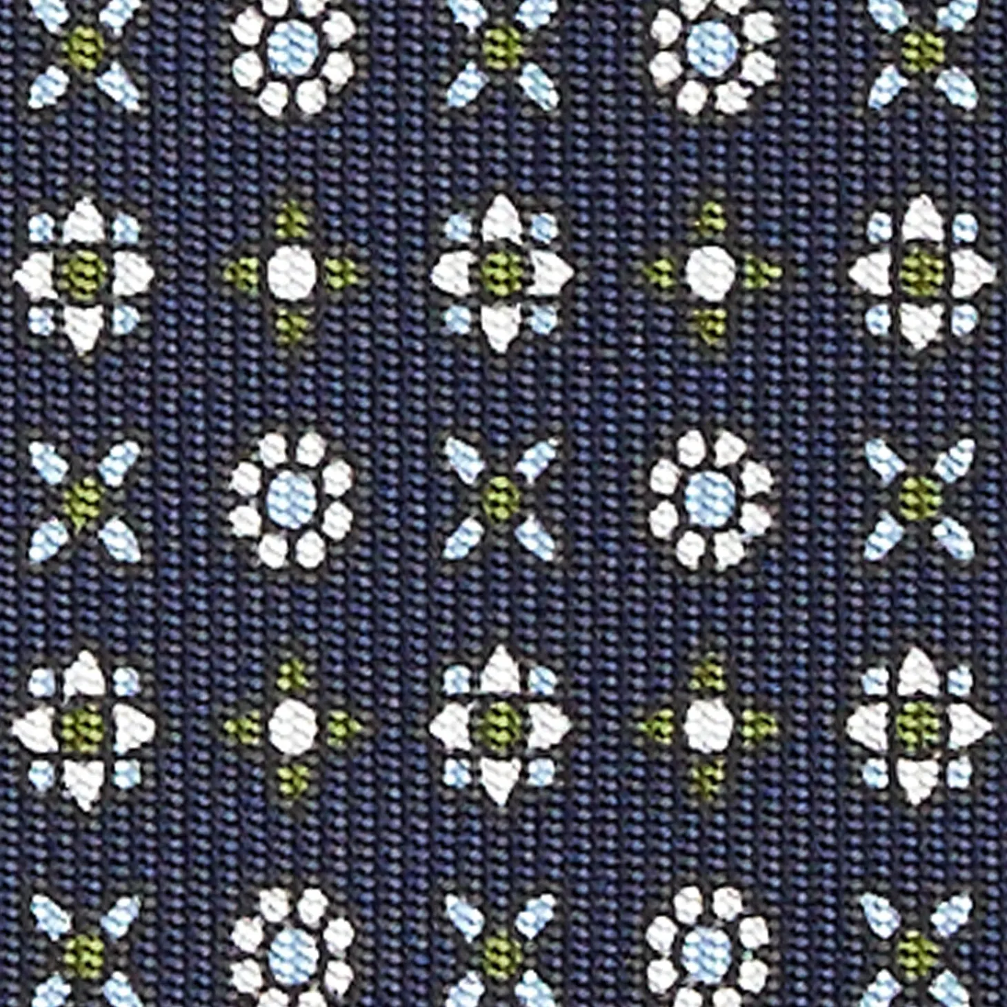 CRAVATTA SARTORIALE CLASSICA IN SETA BLU SCURO Microfantasia fiore