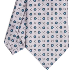CRAVATTA SARTORIALE CLASSICA IN SETA GRIGIO CHIARO Microfantasia fiore