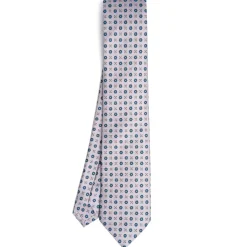 CRAVATTA SARTORIALE CLASSICA IN SETA GRIGIO CHIARO Microfantasia fiore