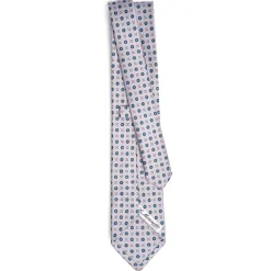 CRAVATTA SARTORIALE CLASSICA IN SETA GRIGIO CHIARO Microfantasia fiore