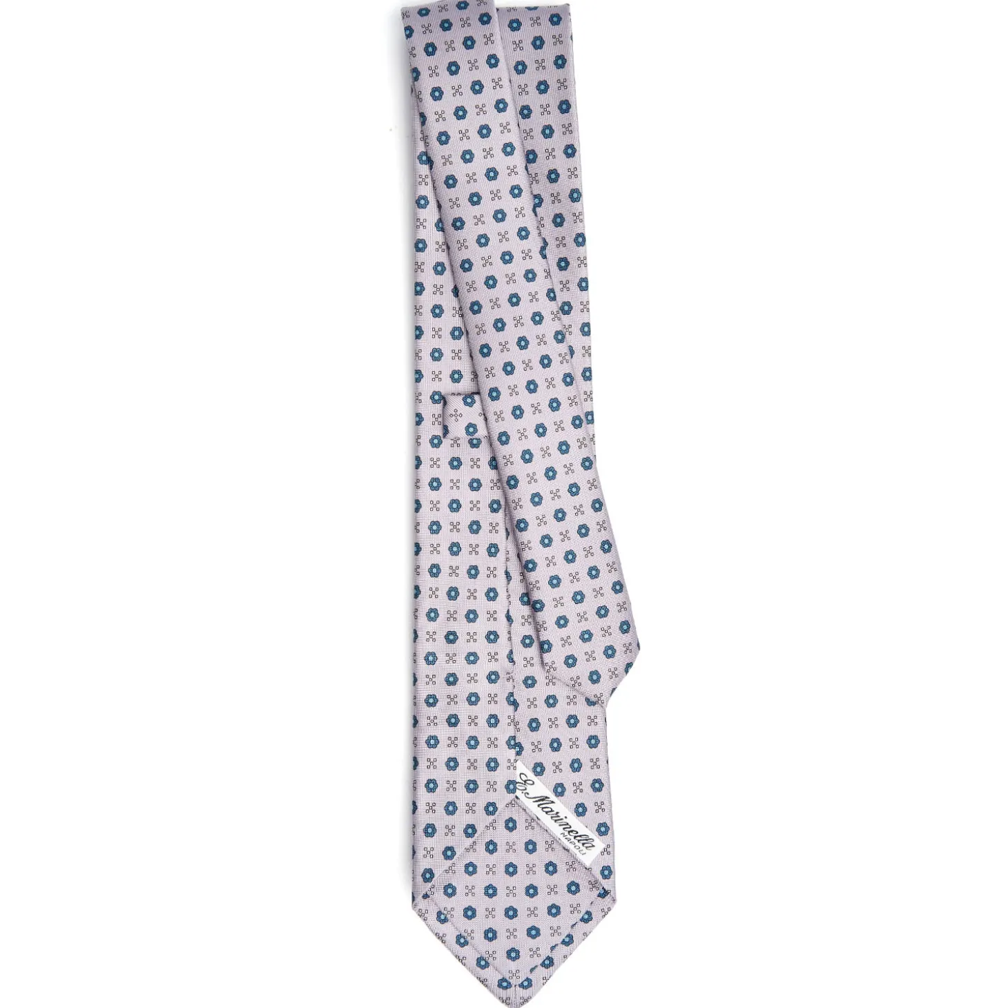 CRAVATTA SARTORIALE CLASSICA IN SETA GRIGIO CHIARO Microfantasia fiore