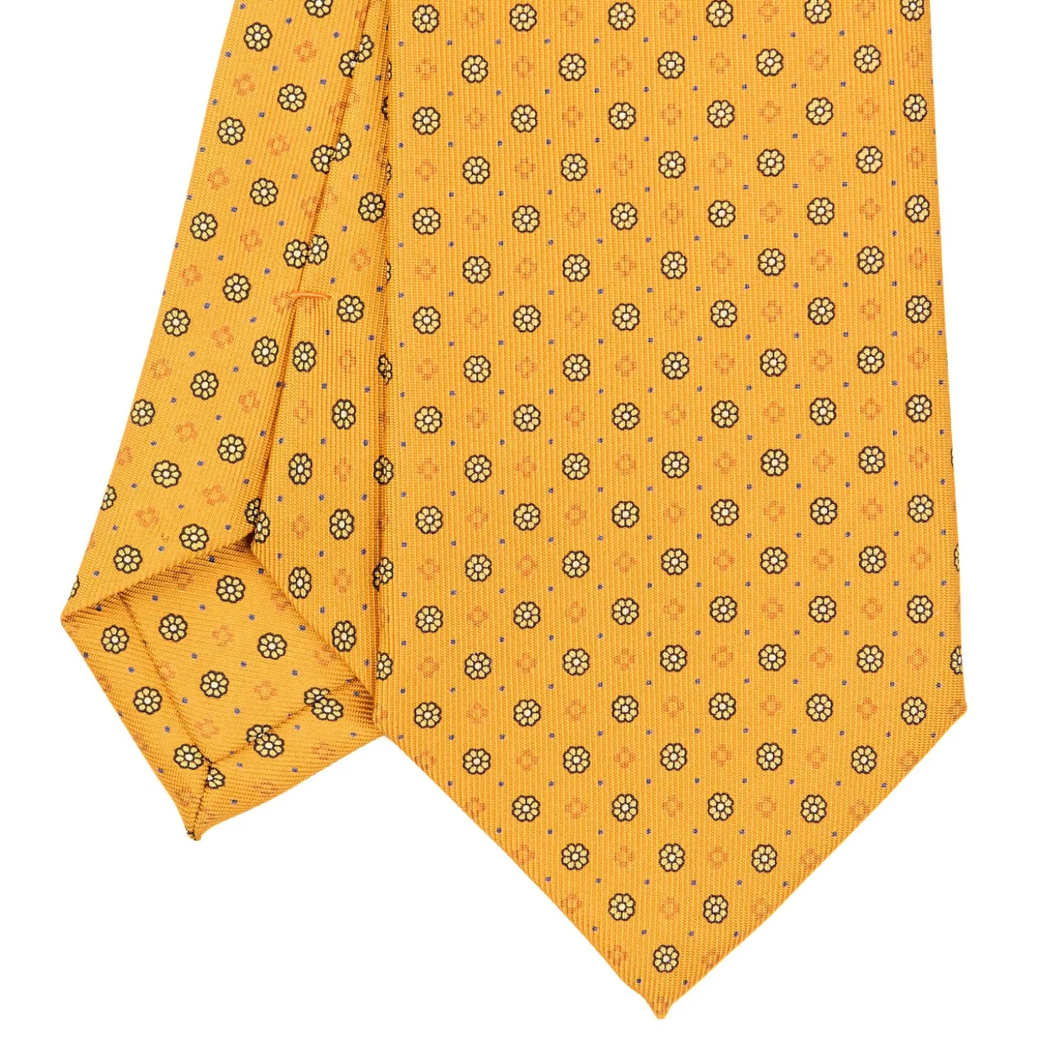 CRAVATTA SARTORIALE CLASSICA IN SETA GIALLA Microfantasia fiore