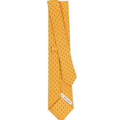 CRAVATTA SARTORIALE CLASSICA IN SETA GIALLA Microfantasia fiore