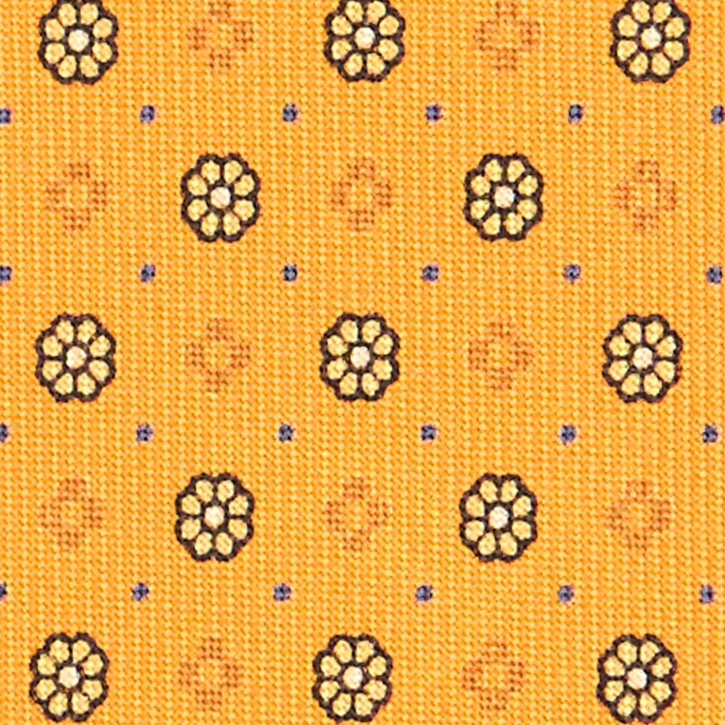 CRAVATTA SARTORIALE CLASSICA IN SETA GIALLA Microfantasia fiore