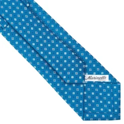 CRAVATTA SARTORIALE CLASSICA IN SETA BLU MEDIO Microfantasia fiore