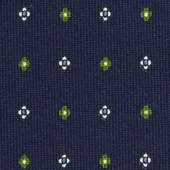 CRAVATTA SARTORIALE CLASSICA IN SETA BLU SCURO Microfantasia fiore