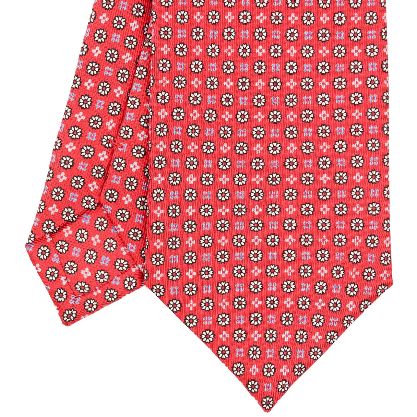CRAVATTA SARTORIALE CLASSICA IN SETA ROSSA Microfantasia fiore