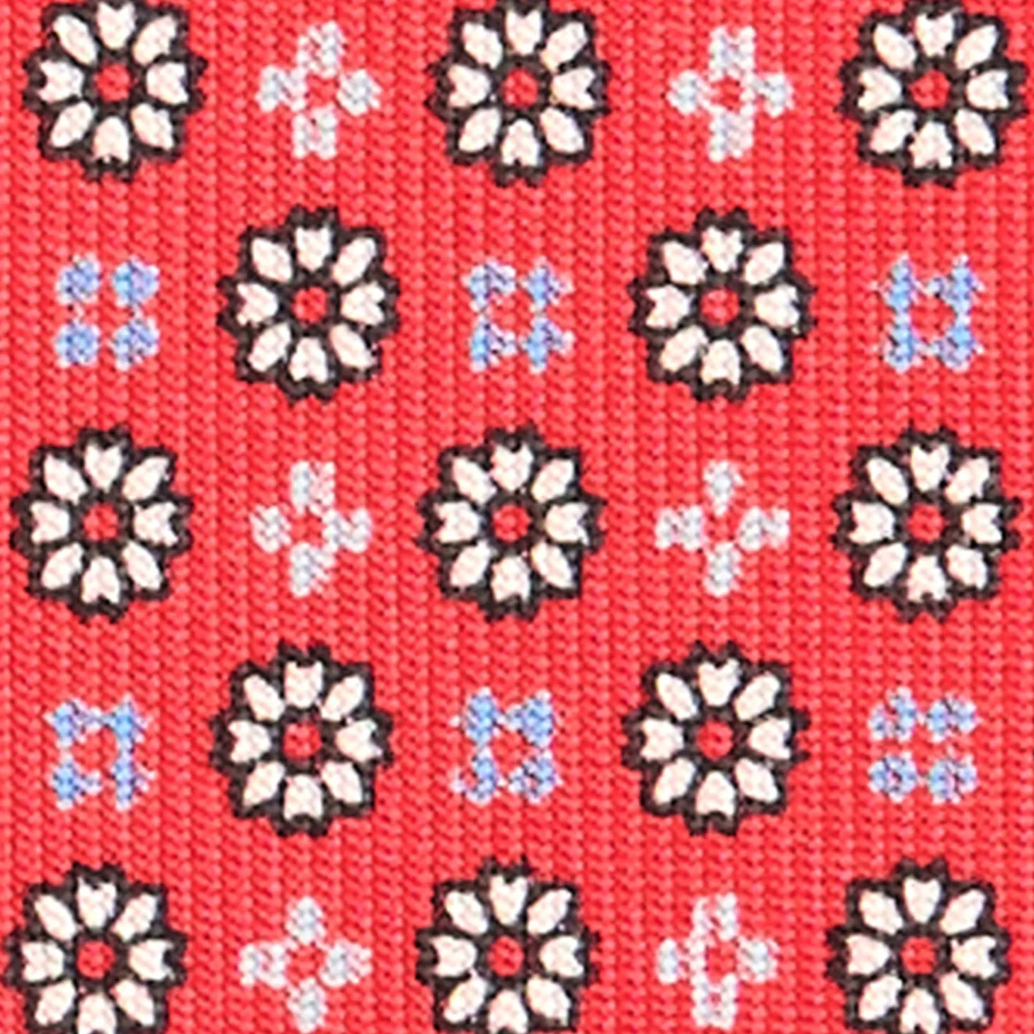 CRAVATTA SARTORIALE CLASSICA IN SETA ROSSA Microfantasia fiore