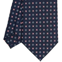 CRAVATTA SARTORIALE CLASSICA IN SETA BLU SCURO Microfantasia fiore