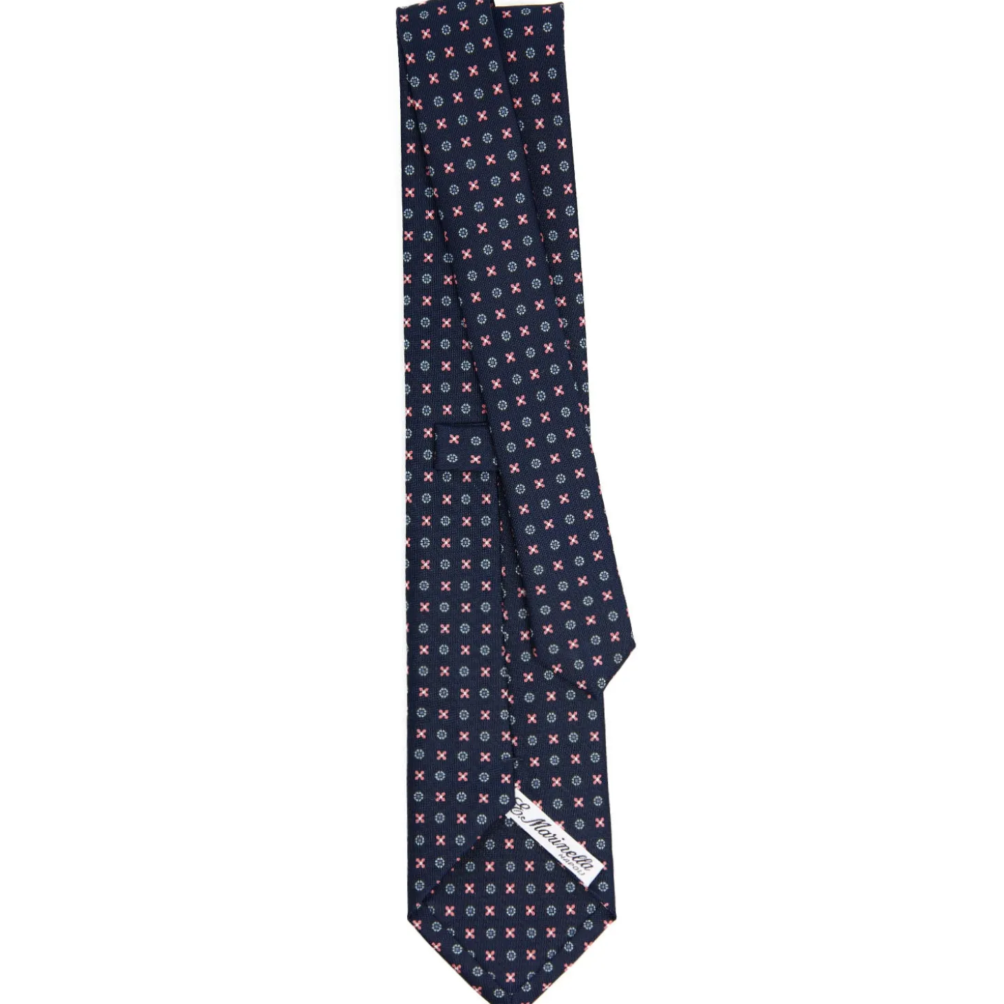 CRAVATTA SARTORIALE CLASSICA IN SETA BLU SCURO Microfantasia fiore