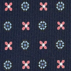CRAVATTA SARTORIALE CLASSICA IN SETA BLU SCURO Microfantasia fiore
