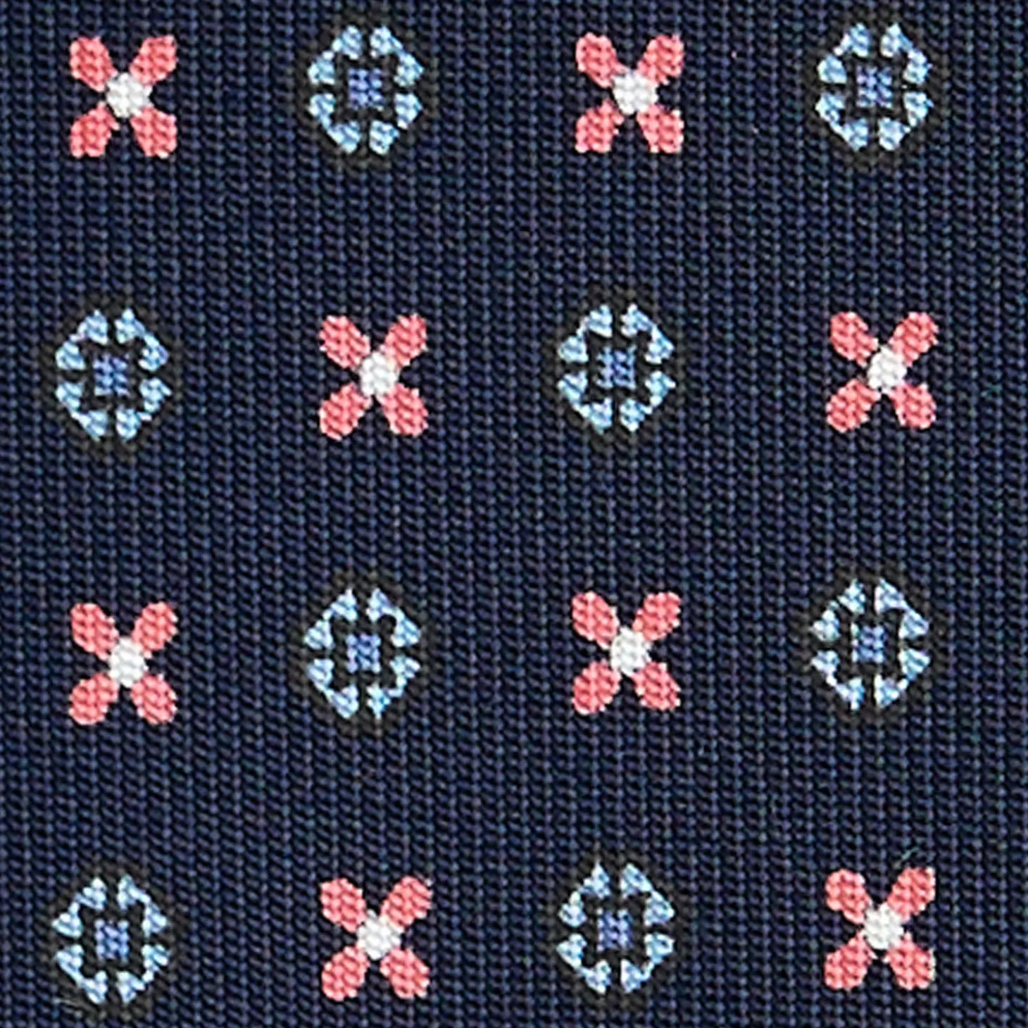 CRAVATTA SARTORIALE CLASSICA IN SETA BLU SCURO Microfantasia fiore