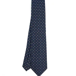 CRAVATTA SARTORIALE CLASSICA IN SETA BLU SCURO Microfantasia fiore