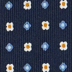 CRAVATTA SARTORIALE CLASSICA IN SETA BLU SCURO Microfantasia fiore