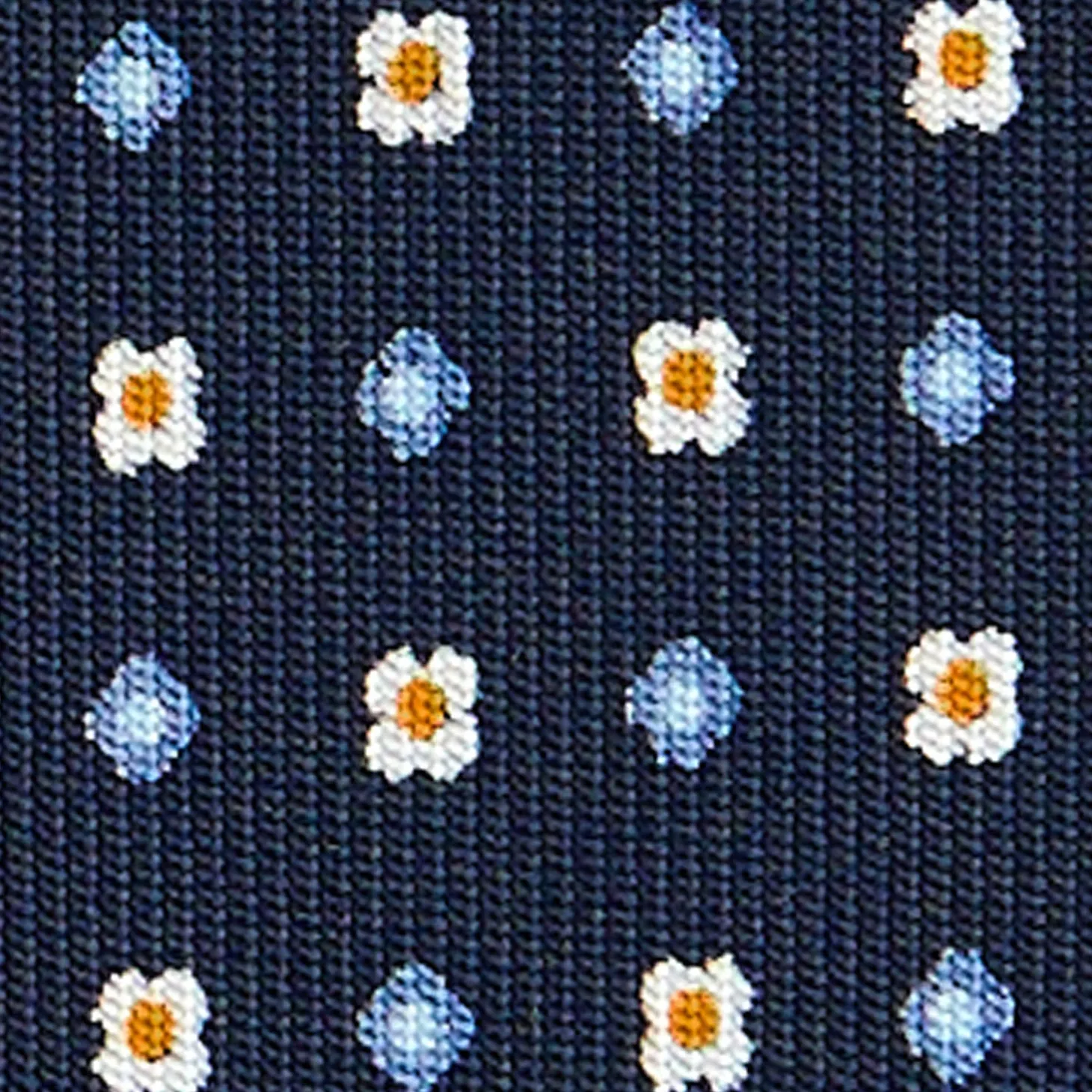 CRAVATTA SARTORIALE CLASSICA IN SETA BLU SCURO Microfantasia fiore