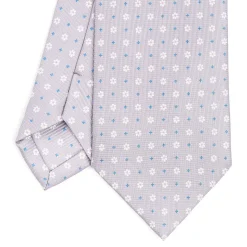 CRAVATTA SARTORIALE CLASSICA IN SETA GRIGIO CHIARO Microfantasia fiore