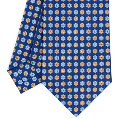 CRAVATTA SARTORIALE CLASSICA IN SETA BLU Microfantasia fiore