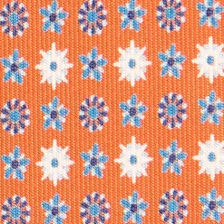 CRAVATTA SARTORIALE CLASSICA IN SETA ARANCIONE Microfantasia fiore