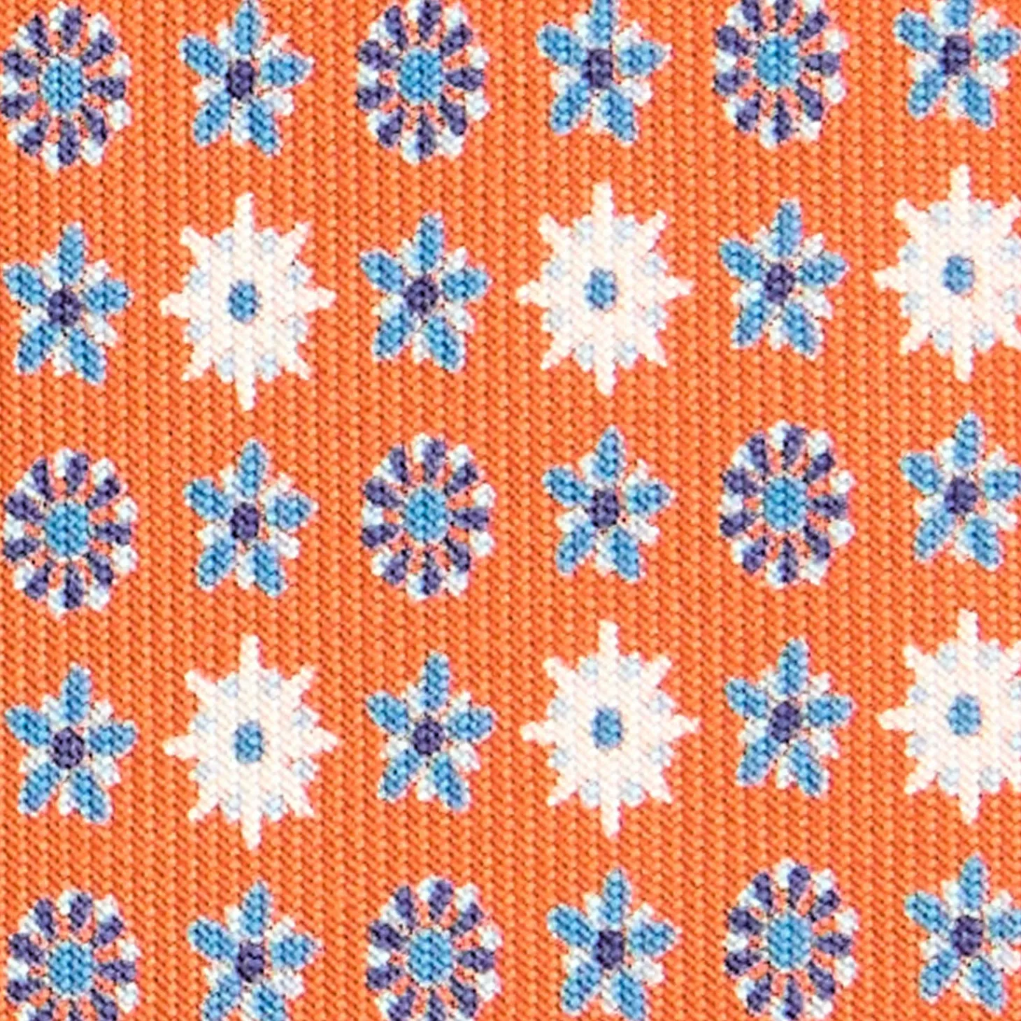 CRAVATTA SARTORIALE CLASSICA IN SETA ARANCIONE Microfantasia fiore