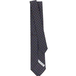 CRAVATTA SARTORIALE CLASSICA IN SETA BLU SCURO Microfantasia fiore