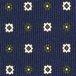 CRAVATTA SARTORIALE CLASSICA IN SETA BLU SCURO Microfantasia fiore