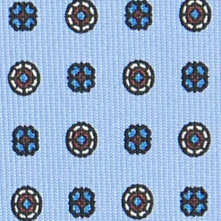 CRAVATTA SARTORIALE CLASSICA IN SETA AZZURRA Microfantasia fiore
