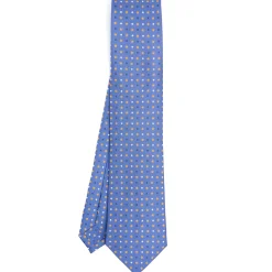CRAVATTA SARTORIALE CLASSICA IN SETA AZZURRO POLVERE Microfantasia fiore