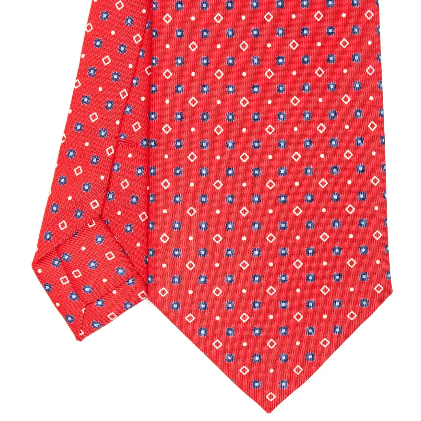CRAVATTA SARTORIALE CLASSICA IN SETA ROSSA Microfantasia fiore