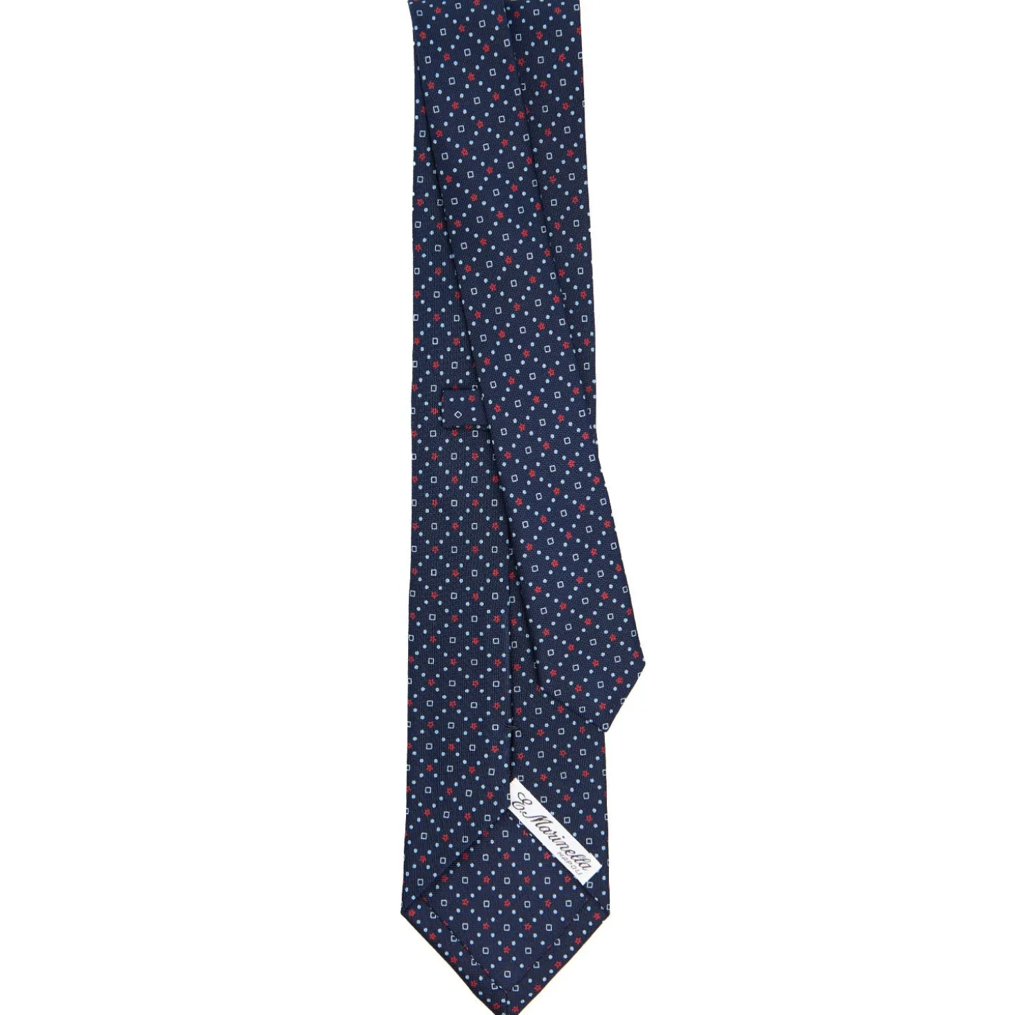 CRAVATTA SARTORIALE CLASSICA IN SETA BLU SCURO Microfantasia fiore