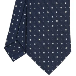 CRAVATTA SARTORIALE CLASSICA IN SETA BLU SCURO Microfantasia fiore
