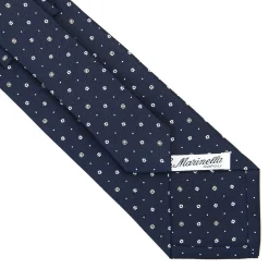 CRAVATTA SARTORIALE CLASSICA IN SETA BLU SCURO Microfantasia fiore