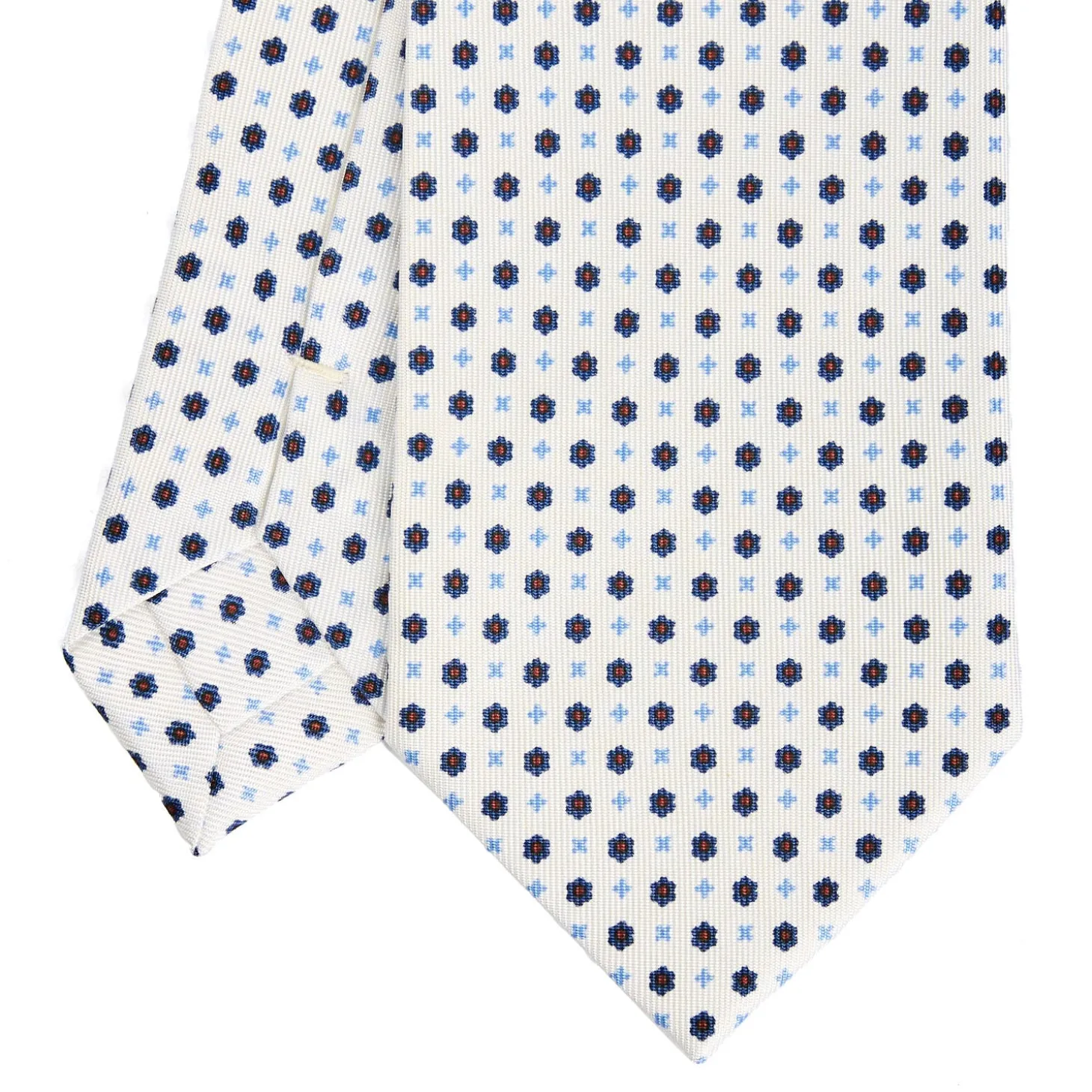 CRAVATTA SARTORIALE CLASSICA IN SETA BIANCA Microfantasia fiore