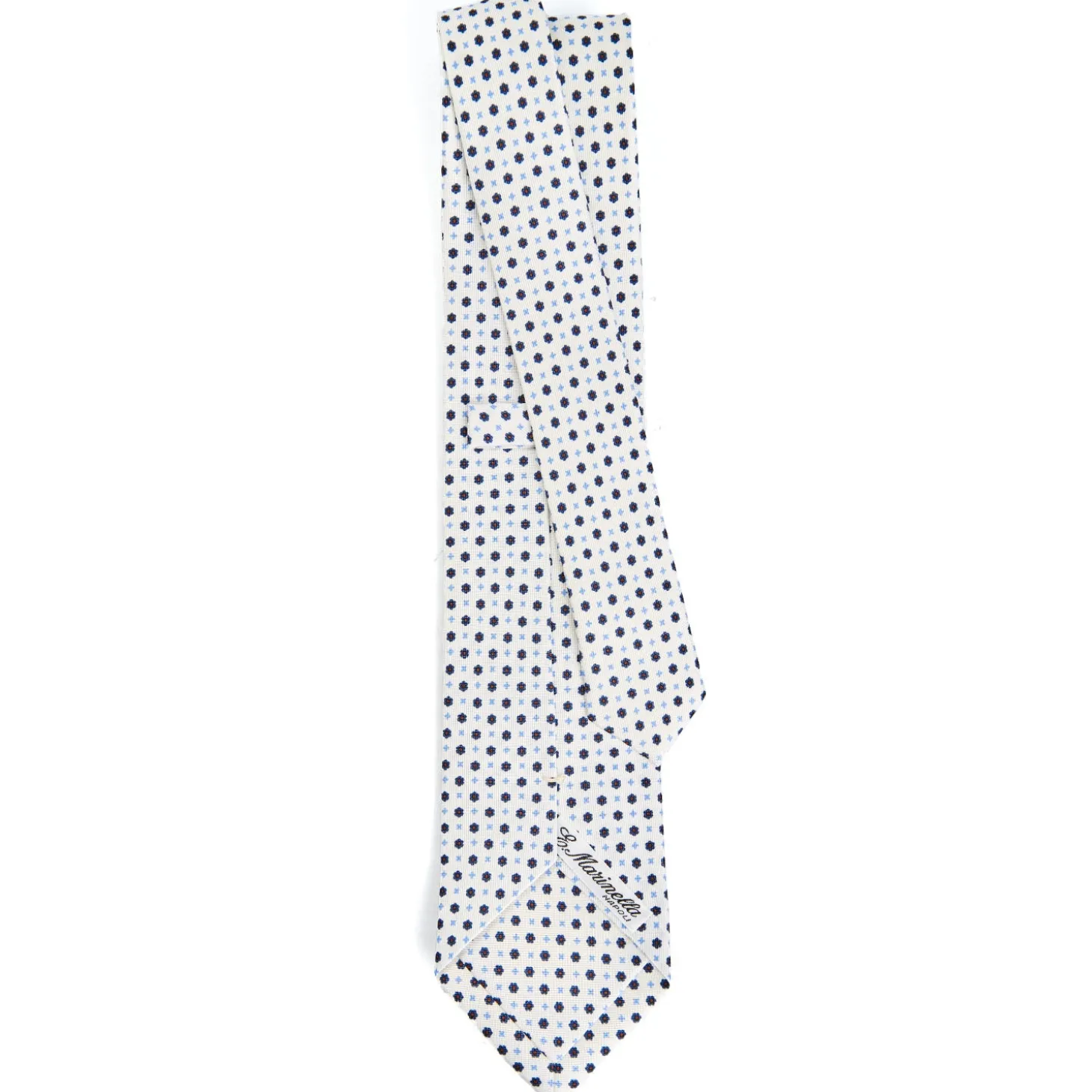 CRAVATTA SARTORIALE CLASSICA IN SETA BIANCA Microfantasia fiore