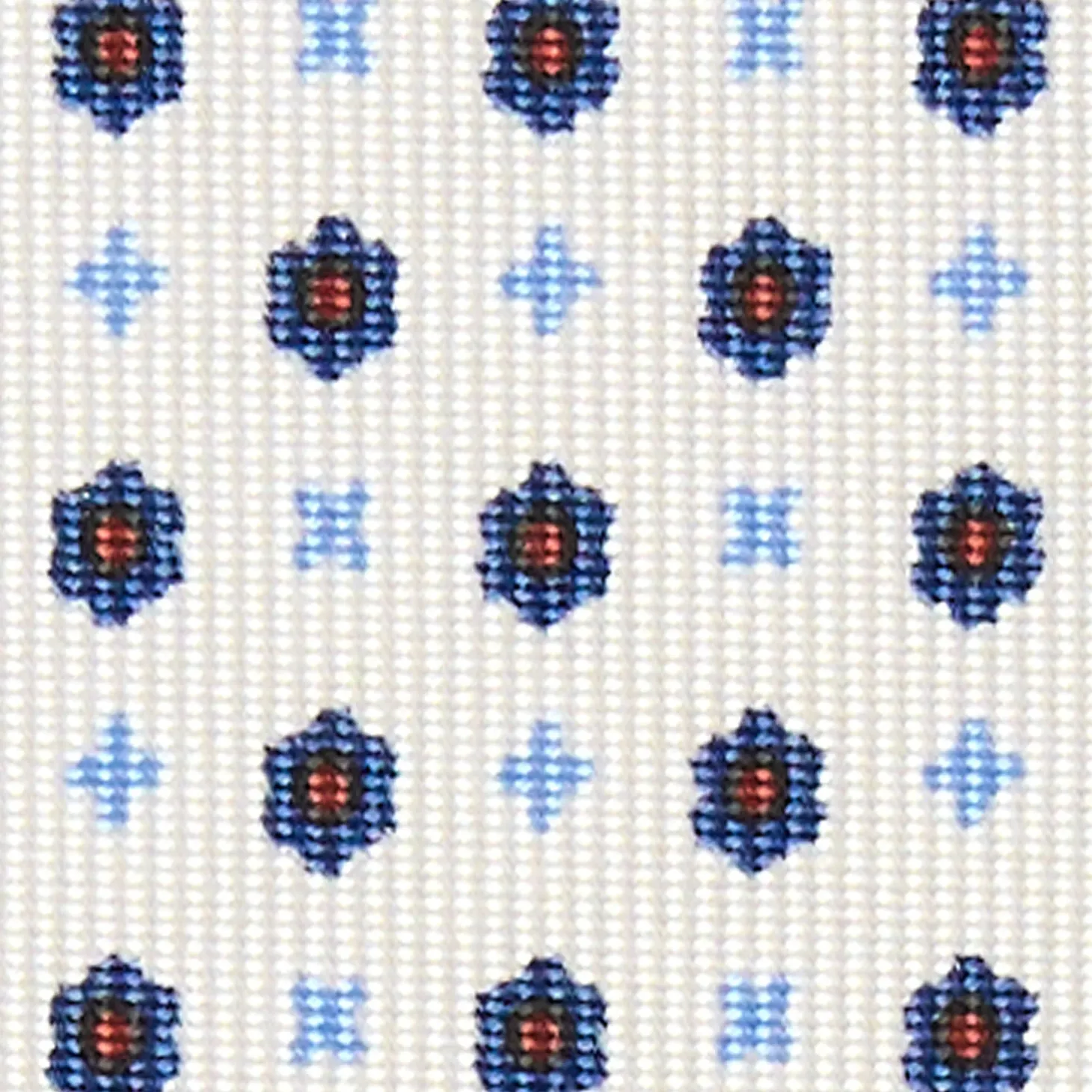 CRAVATTA SARTORIALE CLASSICA IN SETA BIANCA Microfantasia fiore