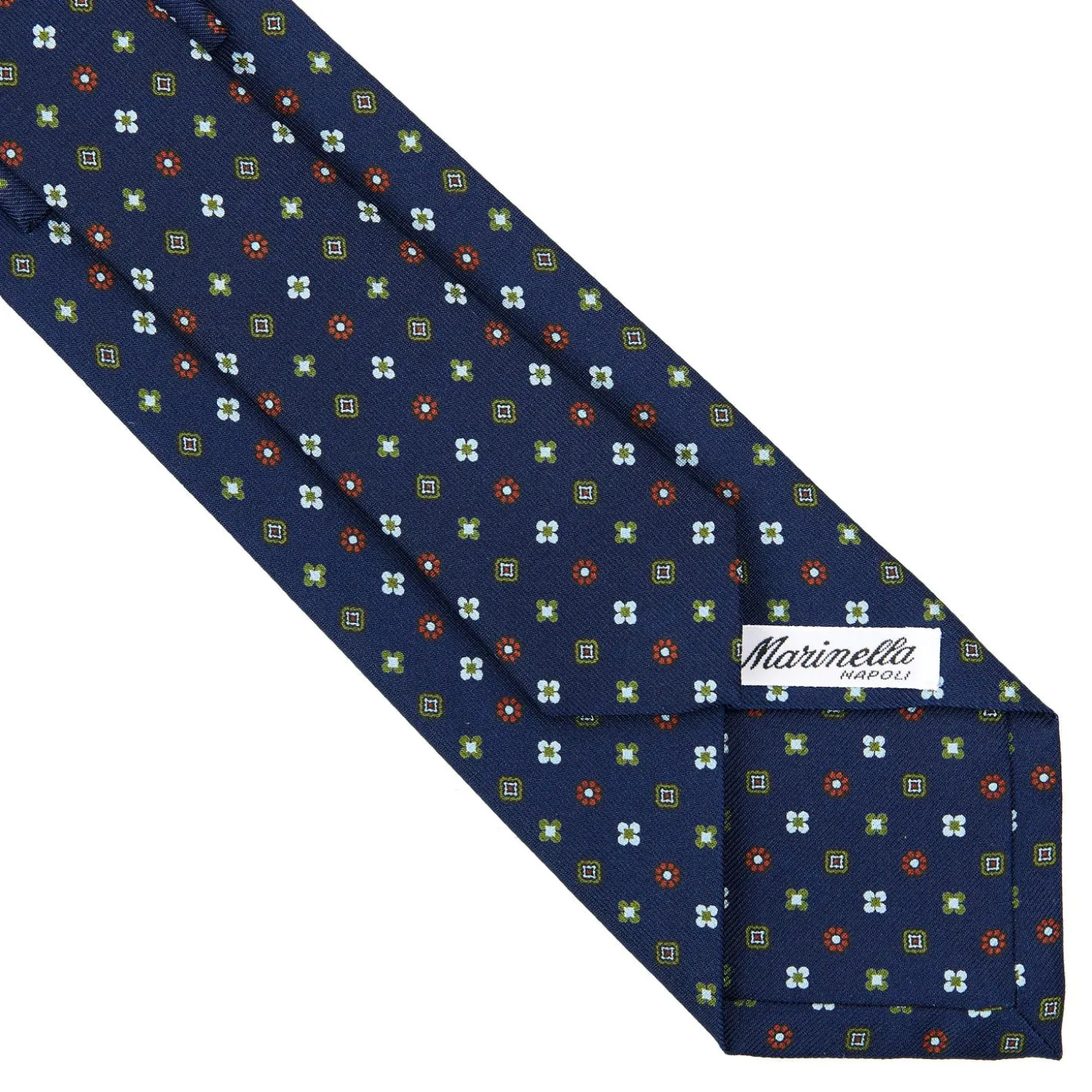 CRAVATTA SARTORIALE CLASSICA IN SETA BLU SCURO Microfantasia fiore