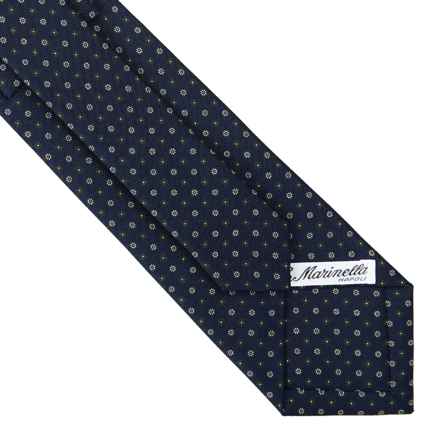 CRAVATTA SARTORIALE CLASSICA IN SETA BLU SCURO Microfantasia fiore