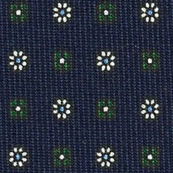 CRAVATTA SARTORIALE CLASSICA IN SETA BLU SCURO Microfantasia fiore