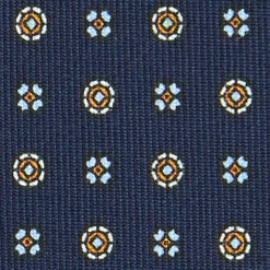 CRAVATTA SARTORIALE CLASSICA IN SETA BLU SCURO Microfantasia fiore