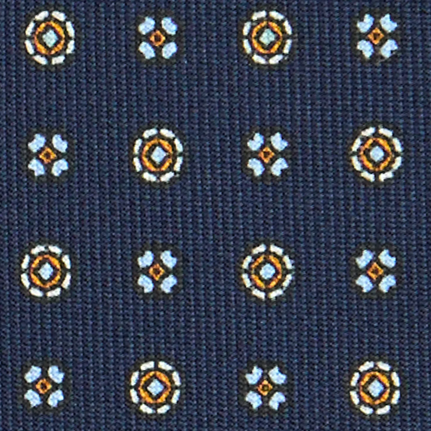 CRAVATTA SARTORIALE CLASSICA IN SETA BLU SCURO Microfantasia fiore