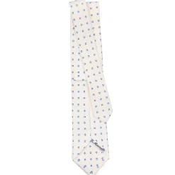 CRAVATTA SARTORIALE CLASSICA IN SETA BIANCA Microfantasia fiore