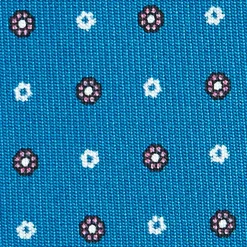CRAVATTA SARTORIALE CLASSICA IN SETA BLU MEDIO Microfantasia fiore