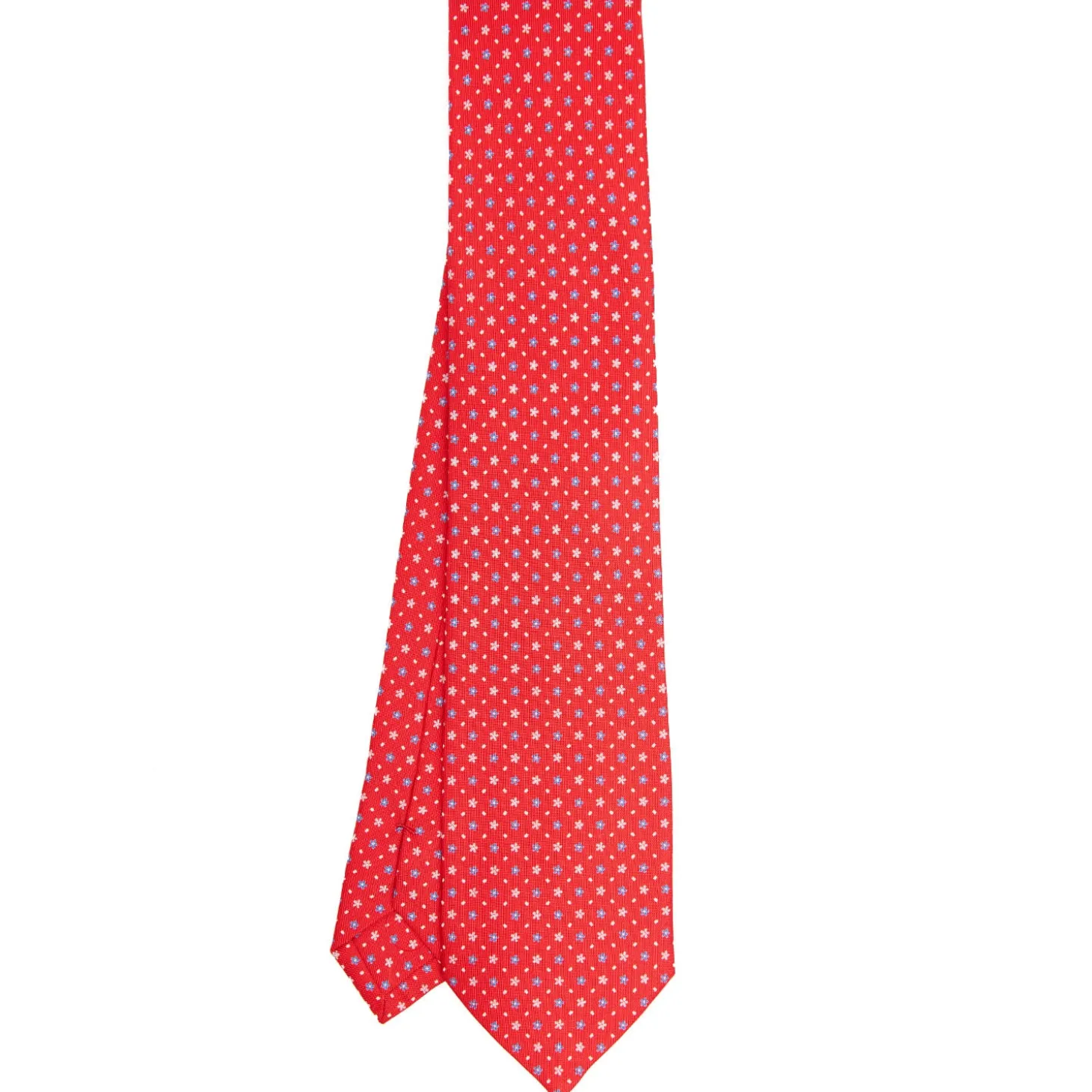 CRAVATTA SARTORIALE CLASSICA IN SETA ROSSA Microfantasia fiore