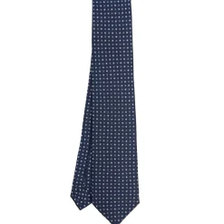 CRAVATTA SARTORIALE CLASSICA IN SETA BLU SCURO Microfantasia fiore
