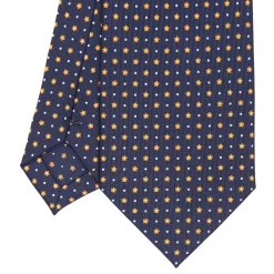 CRAVATTA SARTORIALE CLASSICA IN SETA BLU SCURO Microfantasia fiore