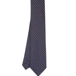 CRAVATTA SARTORIALE CLASSICA IN SETA BLU SCURO Microfantasia fiore