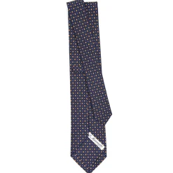 CRAVATTA SARTORIALE CLASSICA IN SETA BLU SCURO Microfantasia fiore