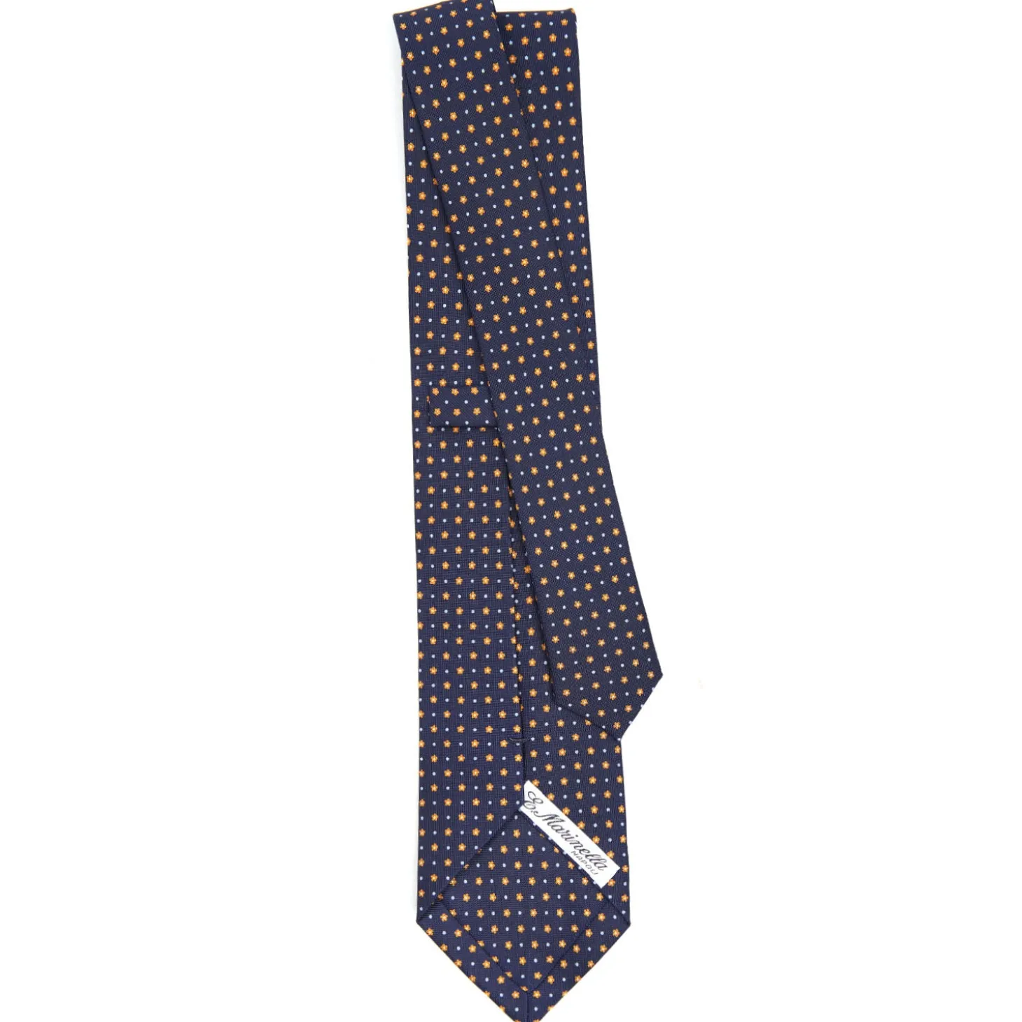 CRAVATTA SARTORIALE CLASSICA IN SETA BLU SCURO Microfantasia fiore