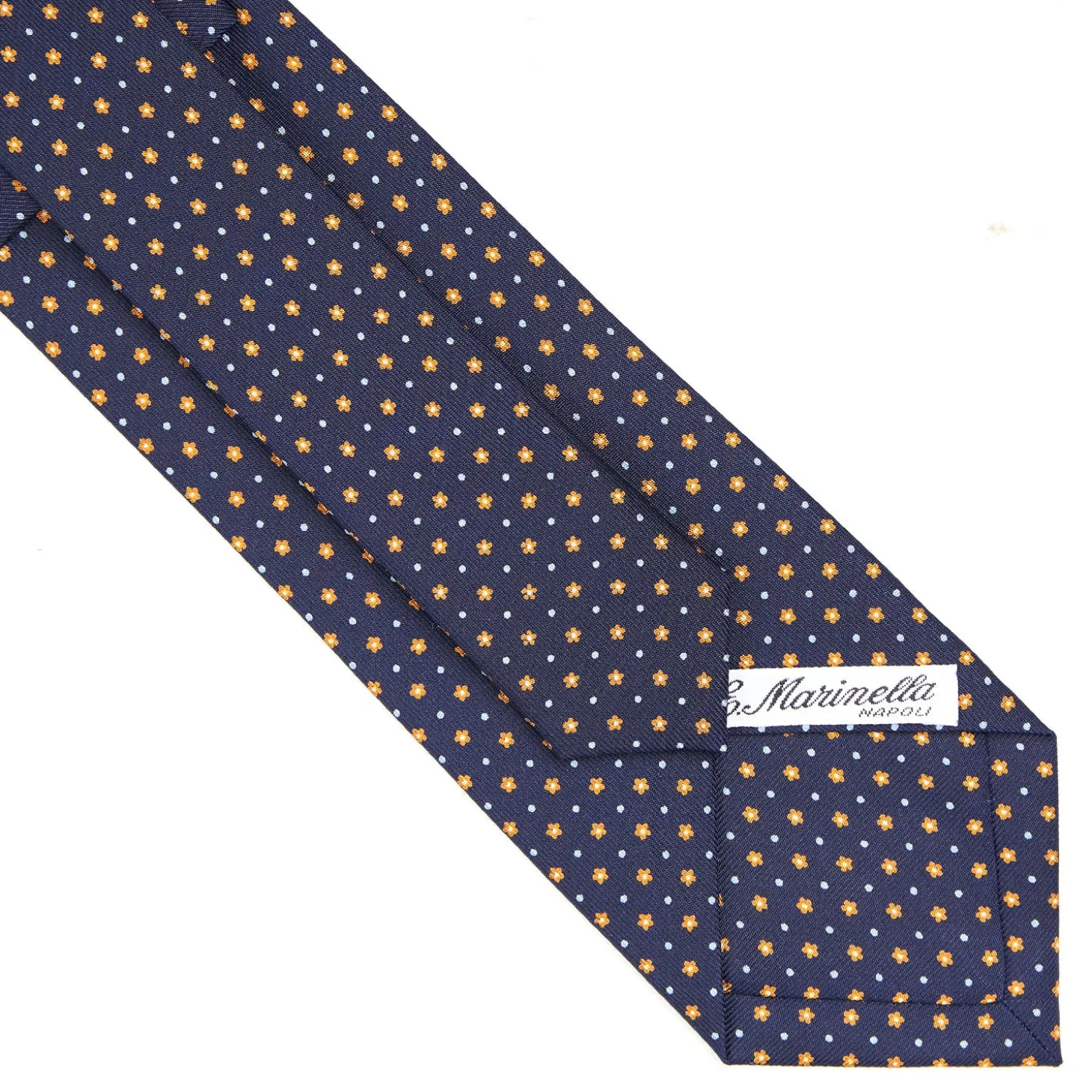 CRAVATTA SARTORIALE CLASSICA IN SETA BLU SCURO Microfantasia fiore