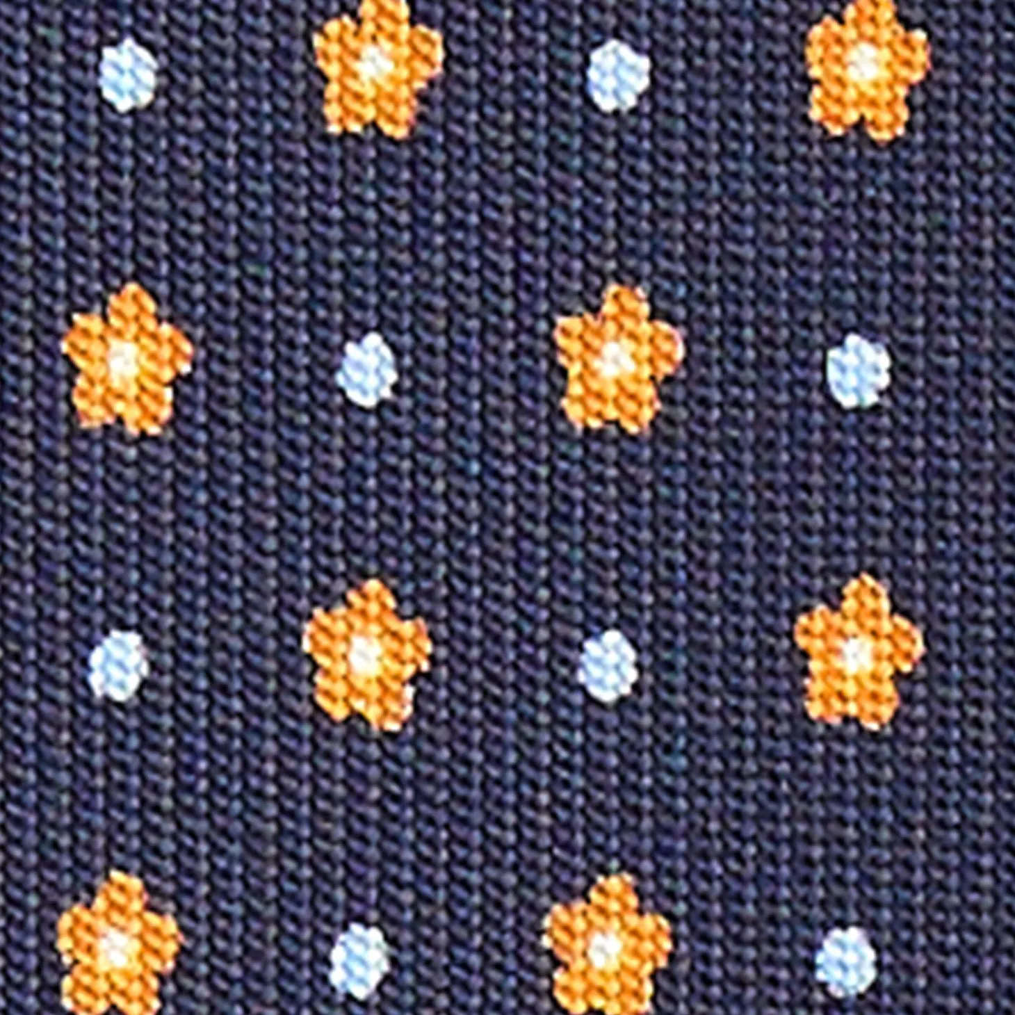 CRAVATTA SARTORIALE CLASSICA IN SETA BLU SCURO Microfantasia fiore